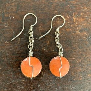 Handcrafted Artisan Gemstone Sterling Silver Dangle Earrings